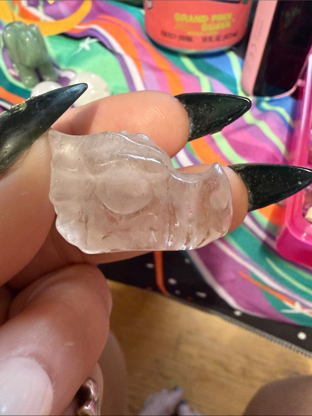 Quartz Carved Crystal dragon head mini figurine